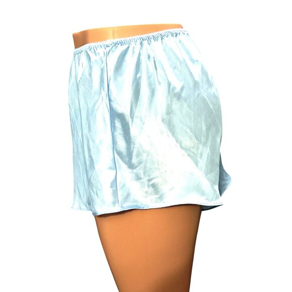 CCC Vintage Light Blue Satin Elastic Band Sleep Shorts Size Large All Polyester - Picture 2 of 7